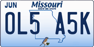 MO license plate OL5A5K