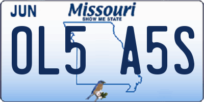 MO license plate OL5A5S