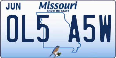 MO license plate OL5A5W