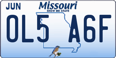 MO license plate OL5A6F