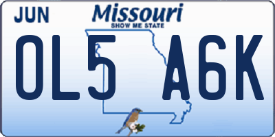 MO license plate OL5A6K