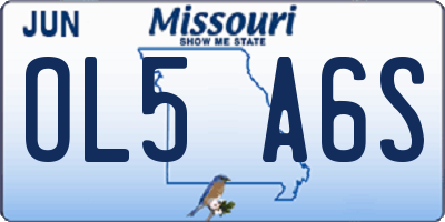 MO license plate OL5A6S