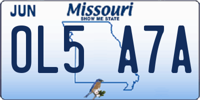 MO license plate OL5A7A