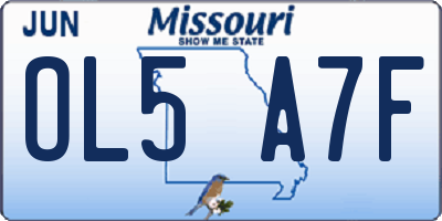 MO license plate OL5A7F