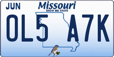 MO license plate OL5A7K