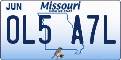 MO license plate OL5A7L