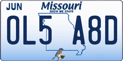 MO license plate OL5A8D