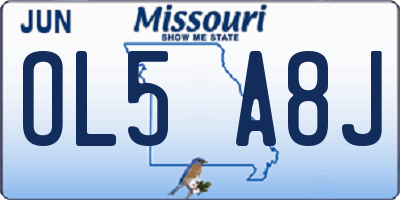 MO license plate OL5A8J
