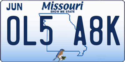 MO license plate OL5A8K