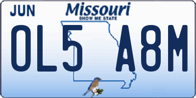 MO license plate OL5A8M