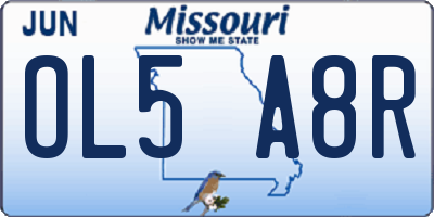 MO license plate OL5A8R