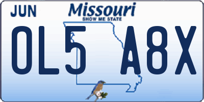 MO license plate OL5A8X