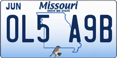 MO license plate OL5A9B