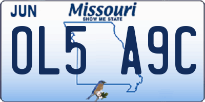MO license plate OL5A9C