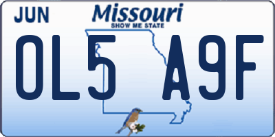 MO license plate OL5A9F