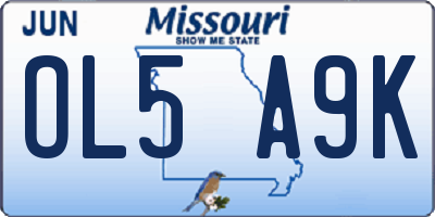 MO license plate OL5A9K