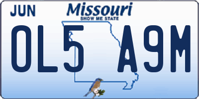 MO license plate OL5A9M