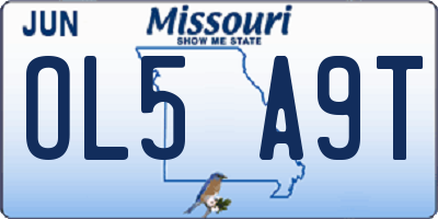 MO license plate OL5A9T