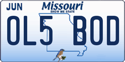 MO license plate OL5B0D