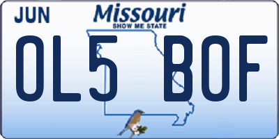 MO license plate OL5B0F