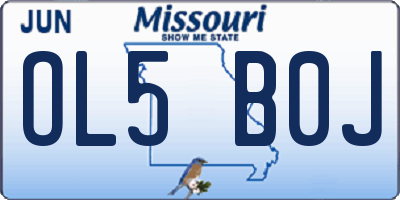 MO license plate OL5B0J