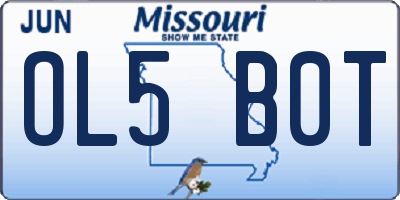 MO license plate OL5B0T