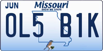 MO license plate OL5B1K