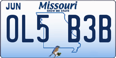 MO license plate OL5B3B