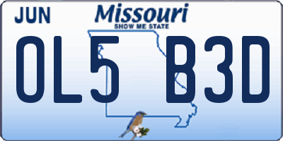 MO license plate OL5B3D
