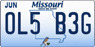MO license plate OL5B3G