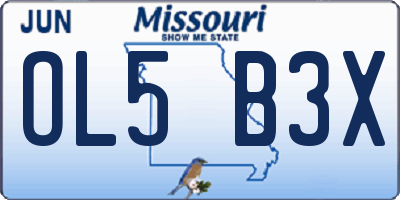MO license plate OL5B3X