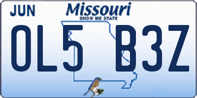MO license plate OL5B3Z