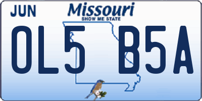 MO license plate OL5B5A