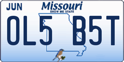 MO license plate OL5B5T