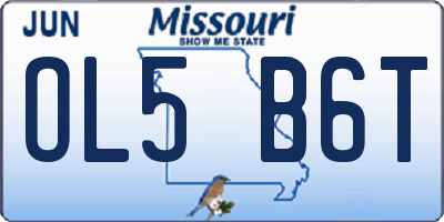 MO license plate OL5B6T
