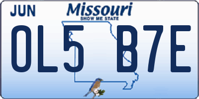 MO license plate OL5B7E