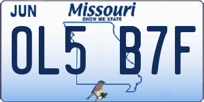 MO license plate OL5B7F