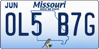 MO license plate OL5B7G