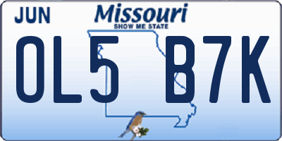 MO license plate OL5B7K