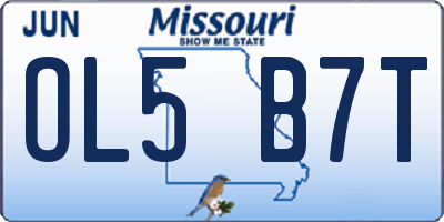 MO license plate OL5B7T