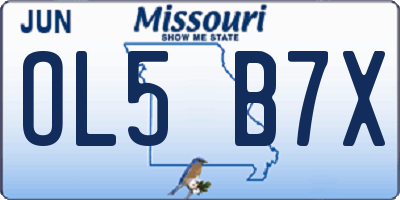 MO license plate OL5B7X