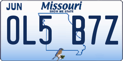 MO license plate OL5B7Z