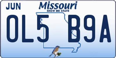 MO license plate OL5B9A
