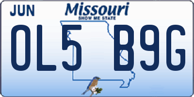 MO license plate OL5B9G