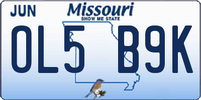 MO license plate OL5B9K