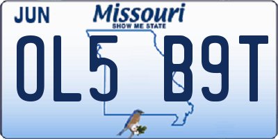 MO license plate OL5B9T