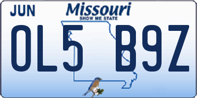 MO license plate OL5B9Z