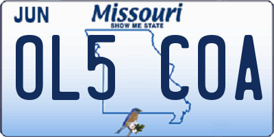 MO license plate OL5C0A