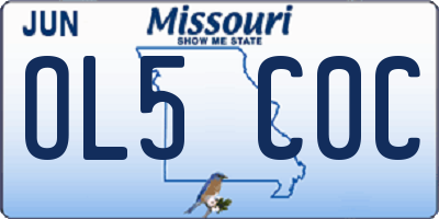 MO license plate OL5C0C