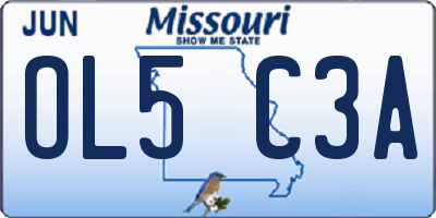 MO license plate OL5C3A